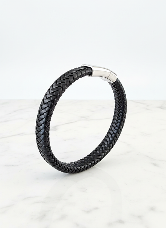 Heren Armband Zwart Leer