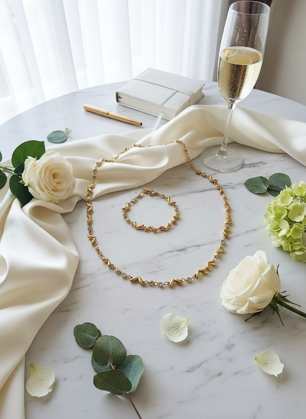 Wave Set Goud 2-Delig