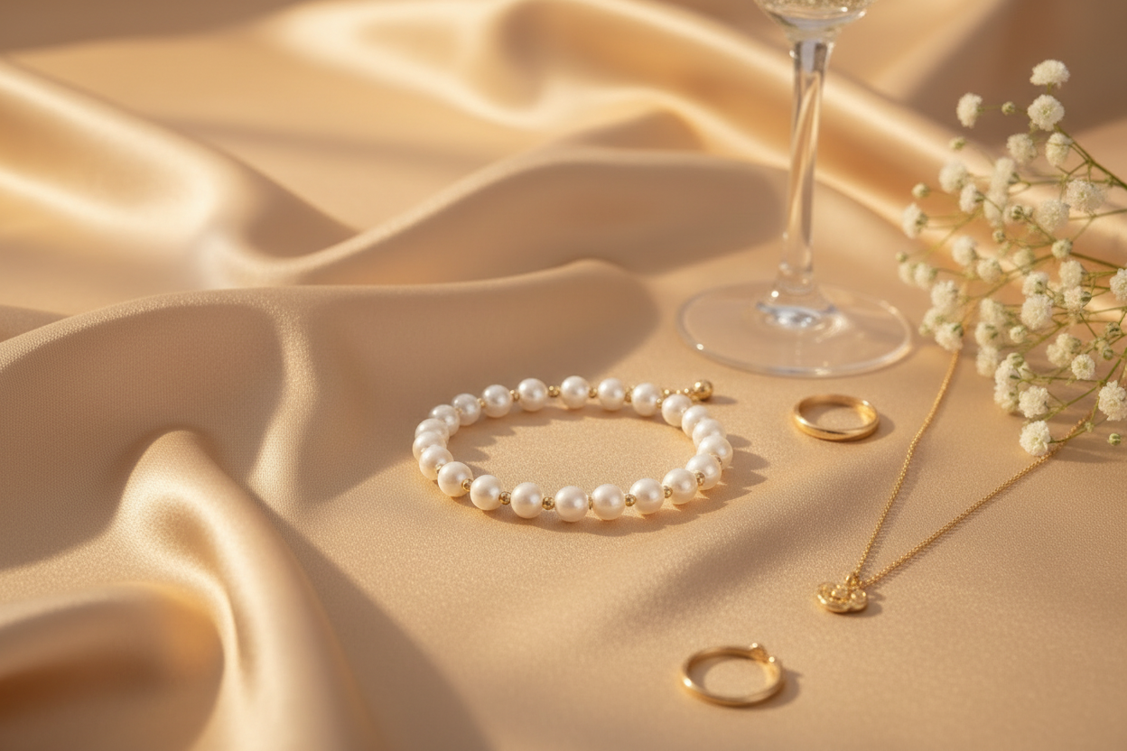 Parel Armband Goud - Luxe gouden armband met witte parels