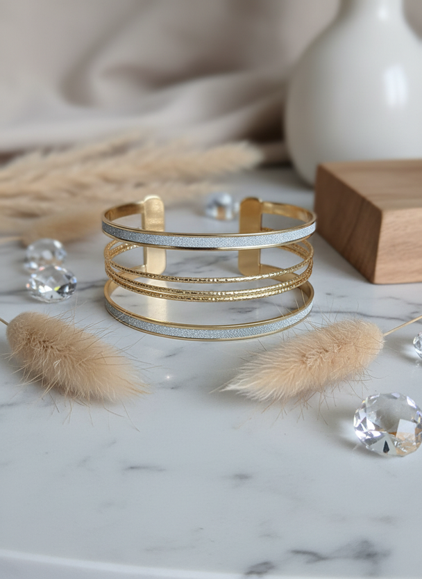 Manchet Armband Goud Zilver