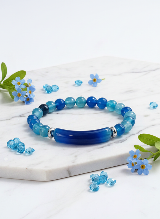 Blauwe Gestreepte Agaat Armband