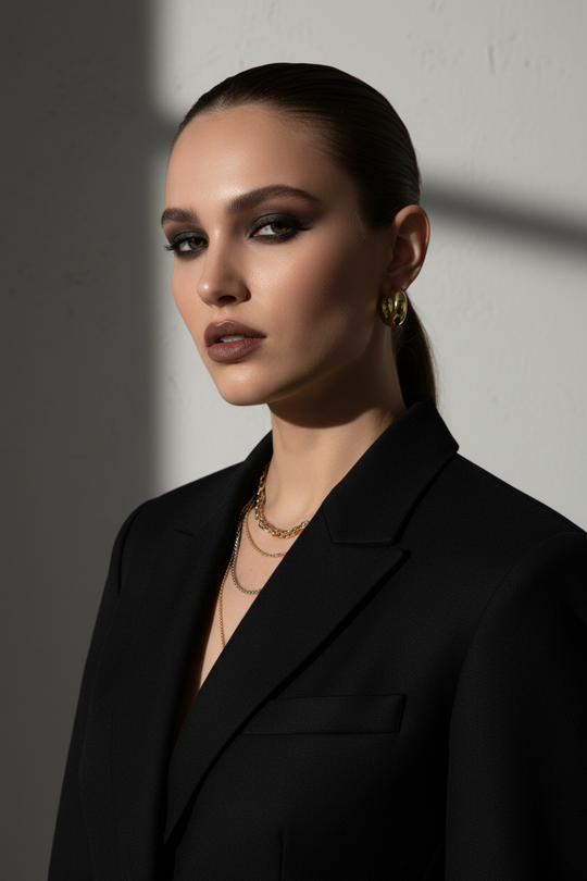 Model portret chunky creool oorbellen - beide kleuren