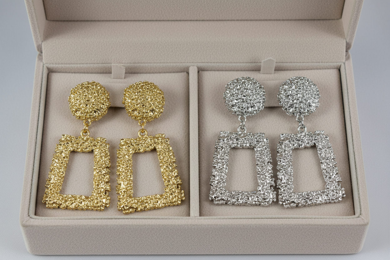 Statement oorbellen goud en zilver in luxe doos