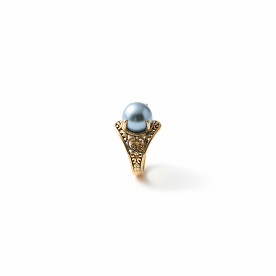 Ring Vintage Goud Blauwe Parel