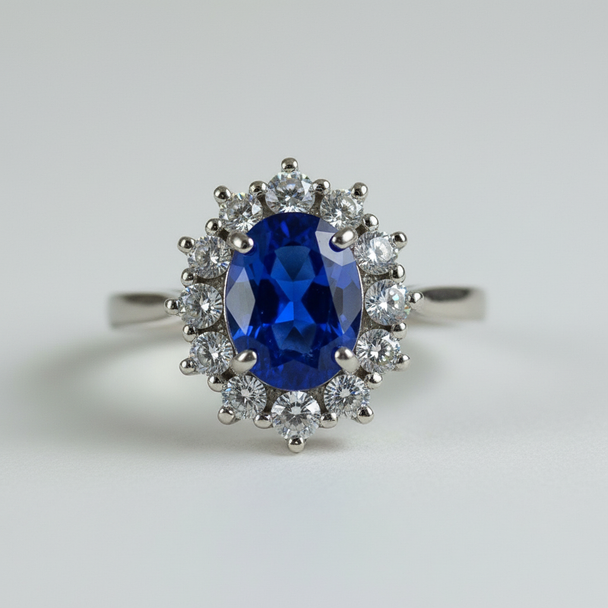 Ring Lady Diana Blauwe Saffier