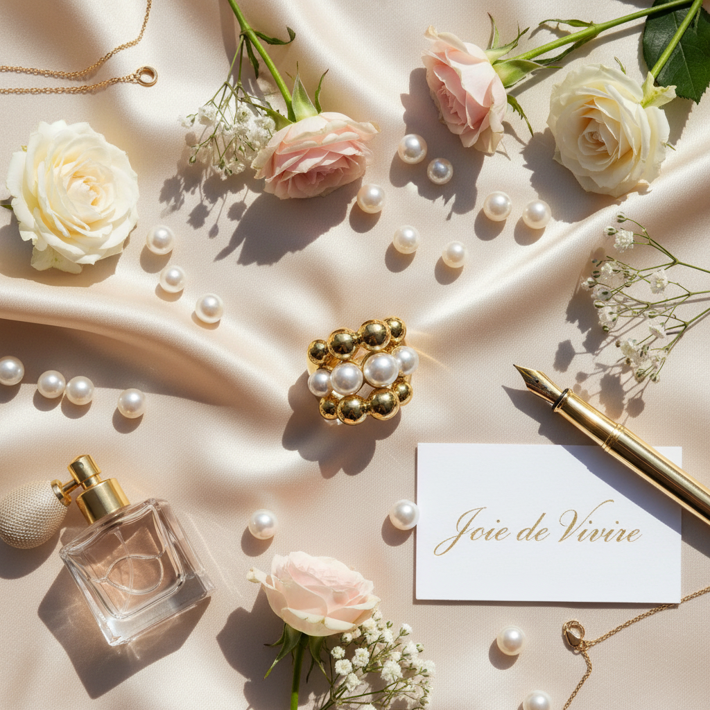 Lifestyle flatlay parel ring met luxe elementen