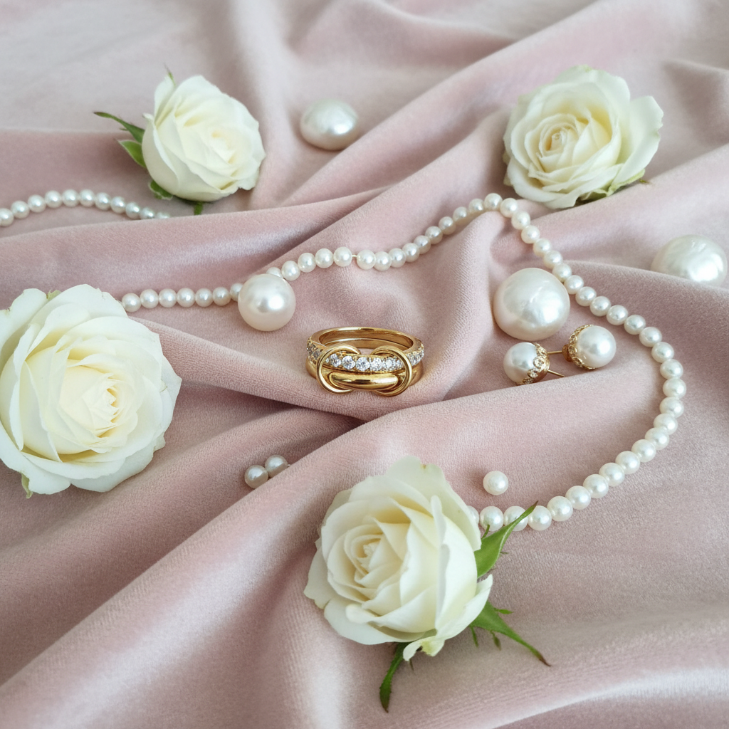Creatieve styling met fluweel en rozen
