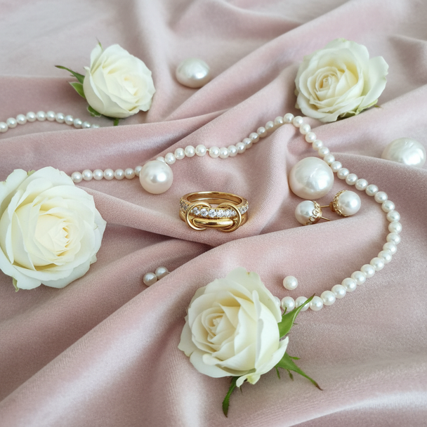 Creatieve styling met fluweel en rozen