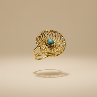 Zwevende vintage nautilus ring turquoise
