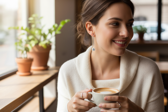 Oorhangers met Ketting en Zirkoon 2ct 925 Zilver Dames