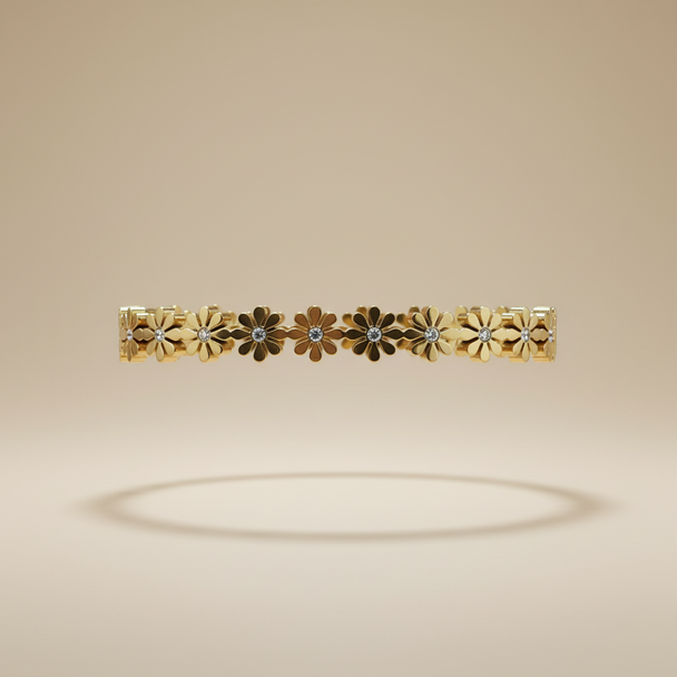 Zwevende bloemen armband zirkonia goud