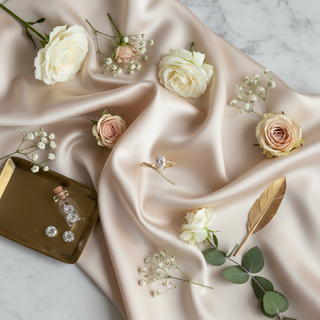 Lifestyle flatlay slang ring met luxe elementen