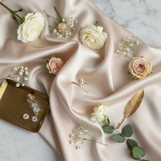 Lifestyle flatlay slang ring met luxe elementen