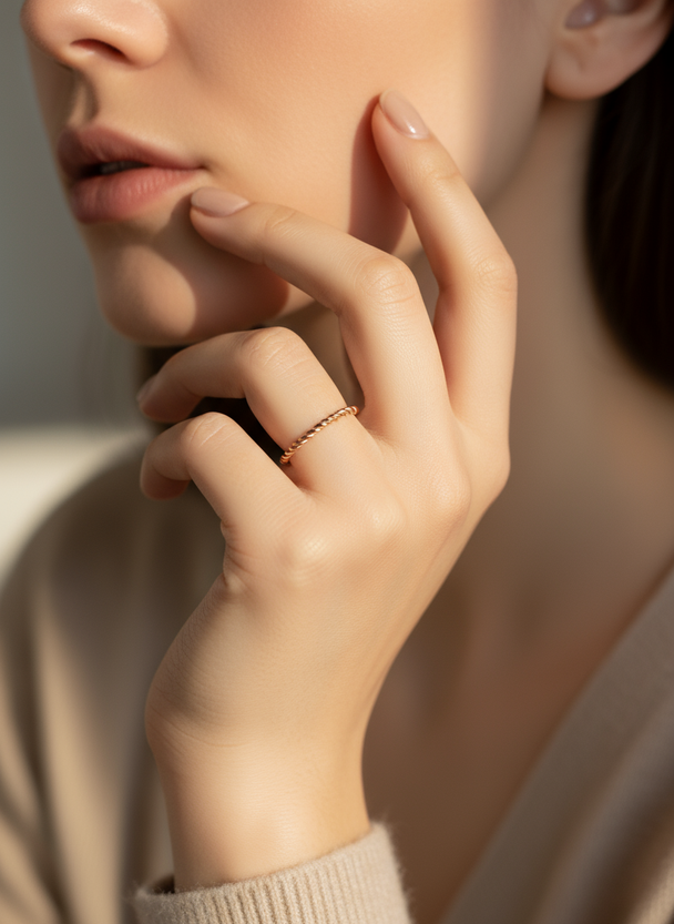 Dezenter Damenring – 18 Karat vergoldet – Roségold, Gold &amp; Silber