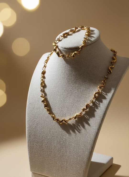 Wave Set Goud 2-Delig