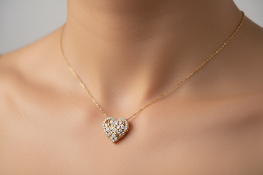 Gouden Mini Hartjes Ketting 50cm met Zirkonia - 18K Verguld Dames