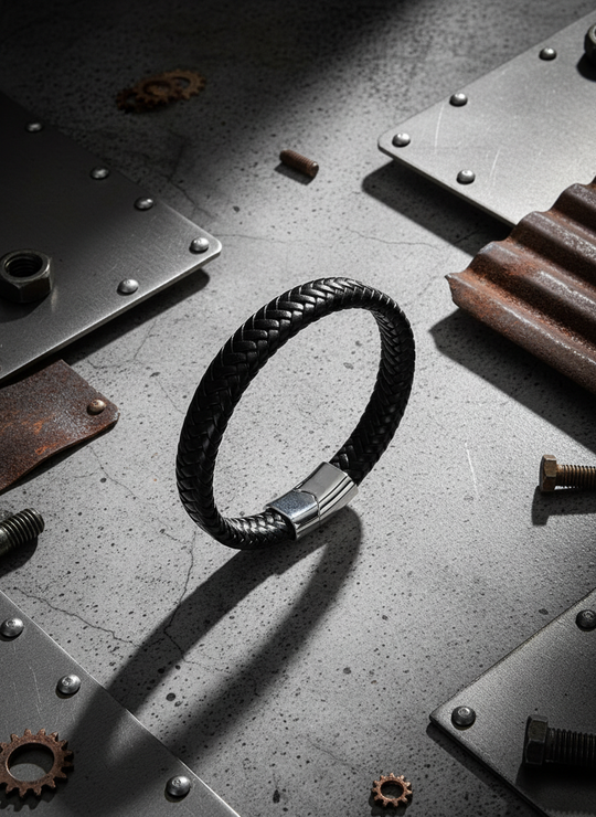 Heren Armband Zwart Leer