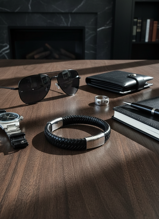 Heren Armband Zwart Leer