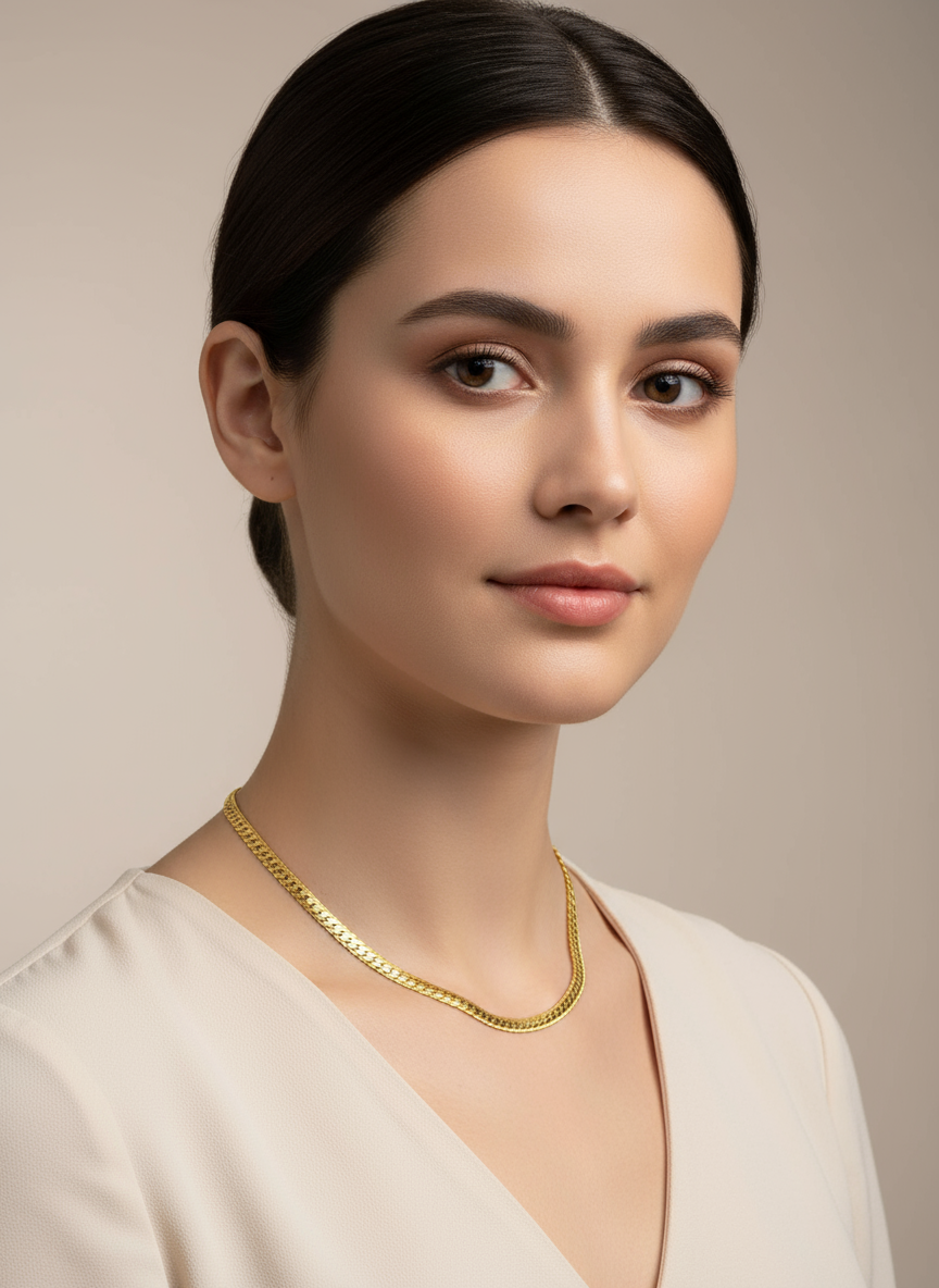 Unisex Italiaans collier op vrouwelijk model