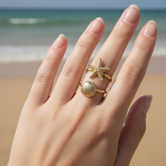 Ring Goud Zeester & Schelp