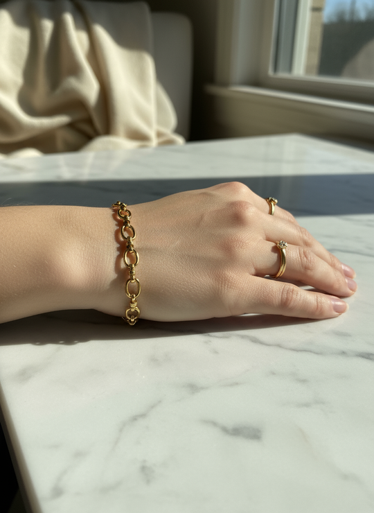 Ovales Gliederarmband – 18 Karat vergoldet – goldfarben – nickelfrei