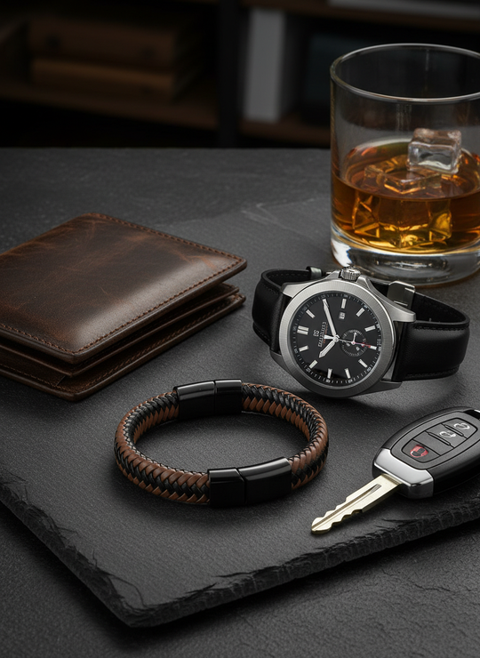 Heren Armband Bruin Zwart Leer