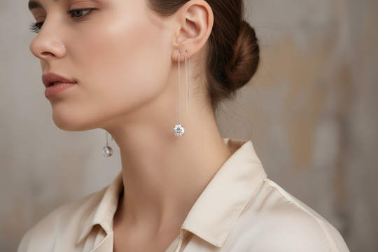 Oorhangers met Ketting en Zirkoon 2ct 925 Zilver Dames