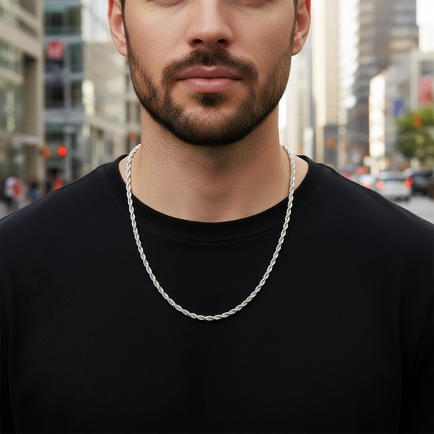 Zilver Koord Ketting Diamond Cut