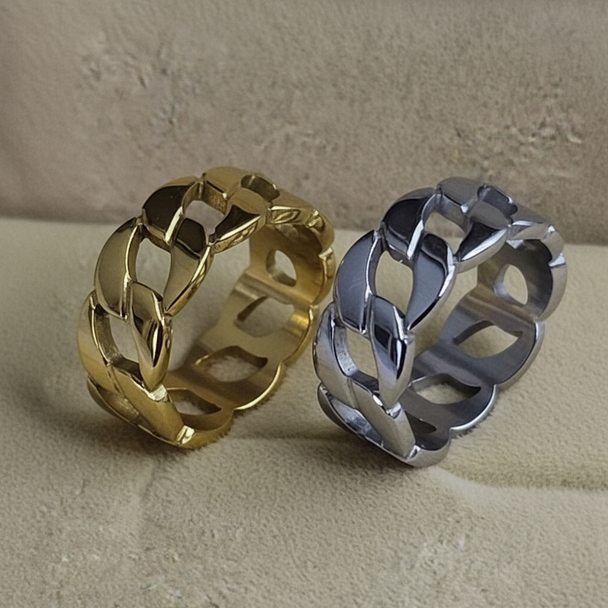 Detail shot chunky chain ring - beide kleuren