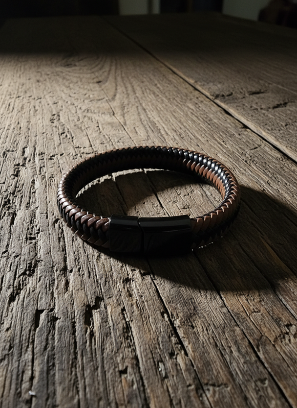 Heren Armband Bruin Zwart Leer