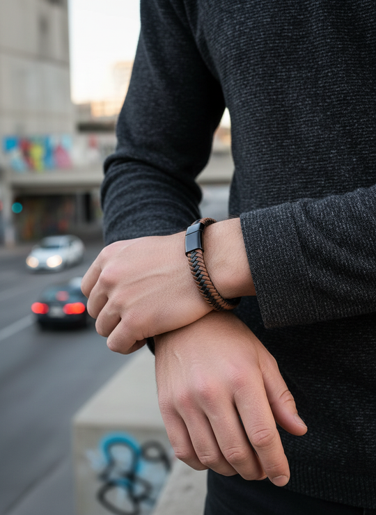 Heren Armband Bruin Zwart Leer