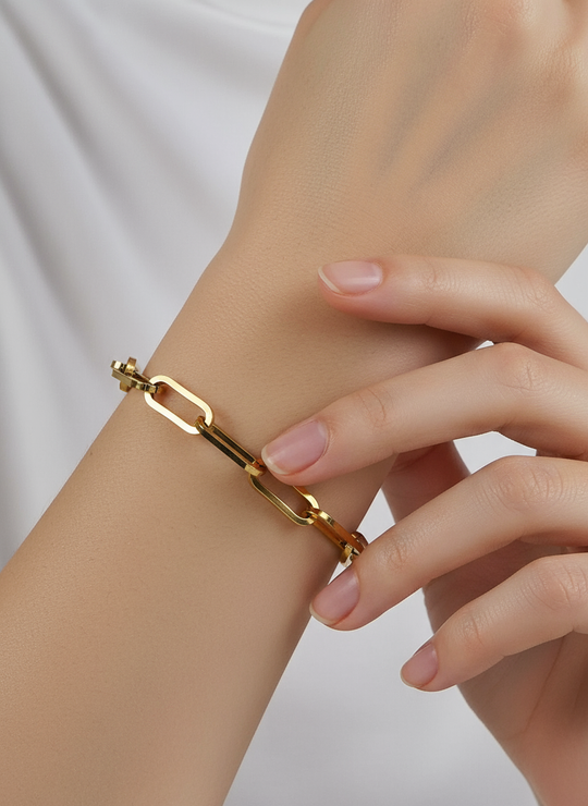 Büroklammer-Armband – 18 Karat vergoldet – goldfarben – nickelfrei