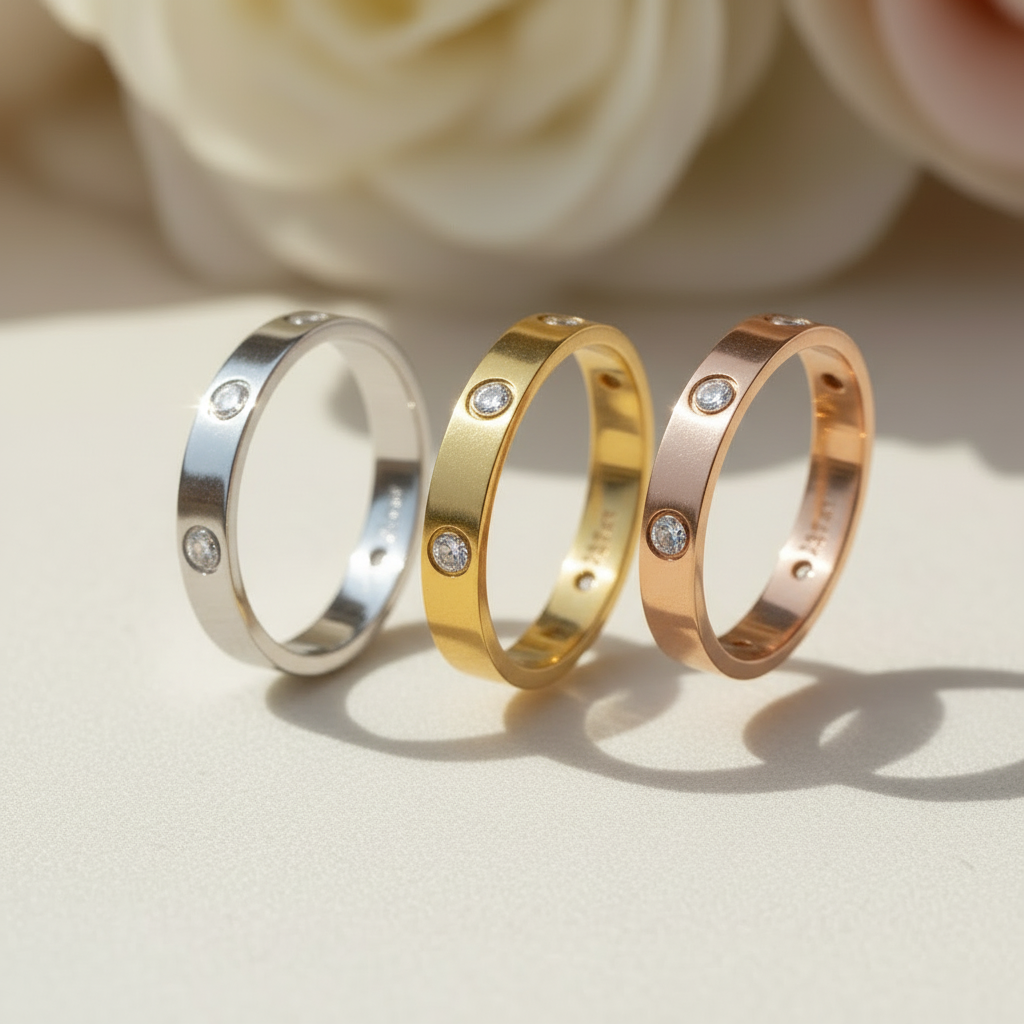 Zwevende vriendschapsringen in 3 kleuren - goud zilver rosé