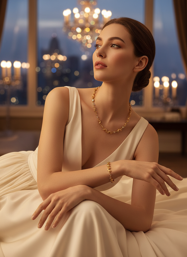 Wave Set Goud 2-Delig