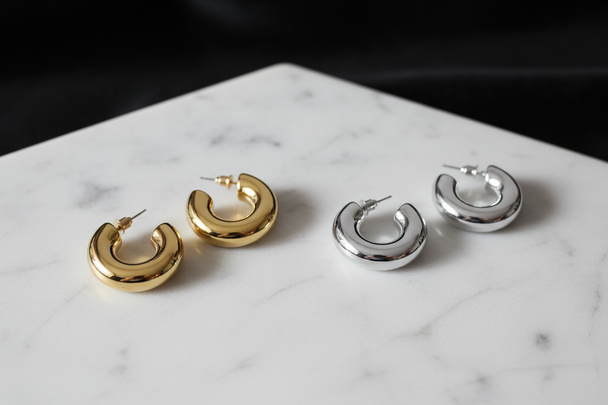 Chunky creool oorbellen beide kleuren - goud en zilver