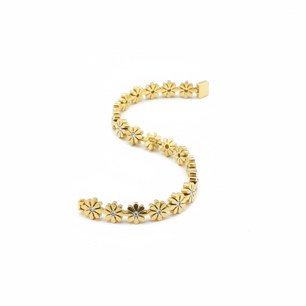 Gouden bloemen armband studio foto witte achtergrond