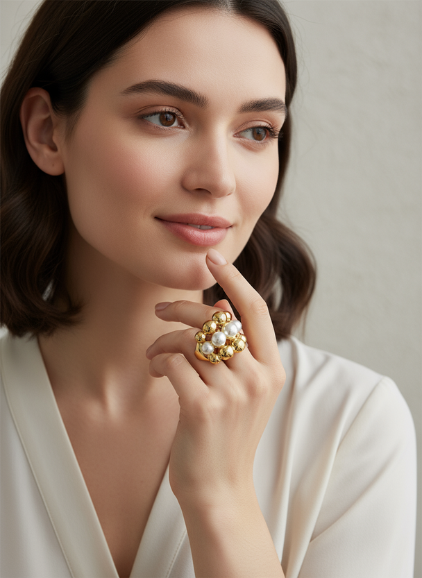 Roestvrij staal waterproof dames ring op model