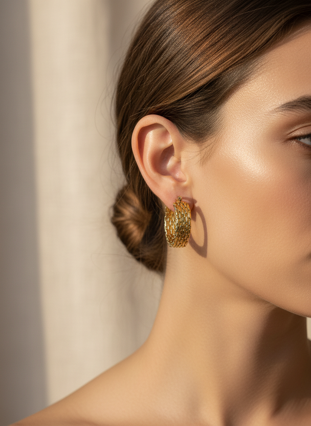 Textured Hoops Goud 18K