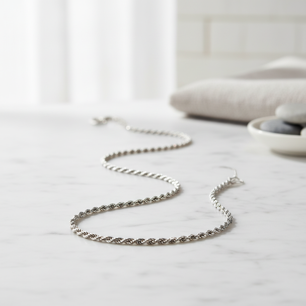 Zilver koord ketting 925 sterling luxe product fotografie