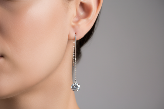 Oorhangers met Ketting en Zirkoon 2ct 925 Zilver Dames