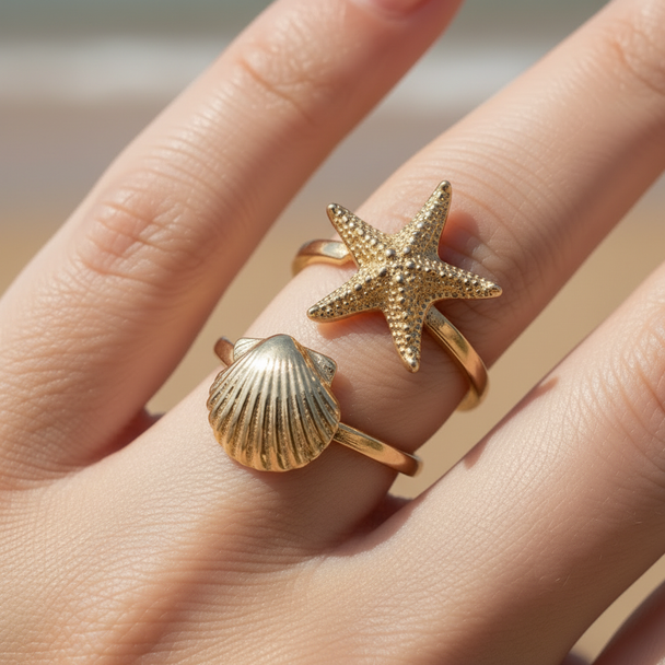 Ring Goud Zeester & Schelp