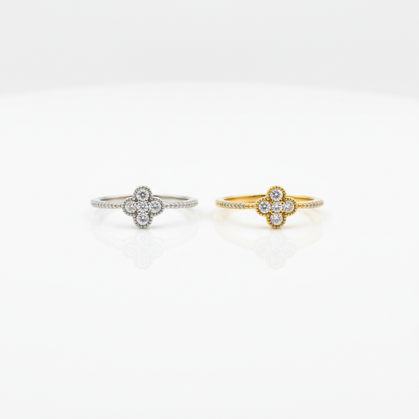 Klavervier Ring 925 Zilver - Geluksring met Zirkonia