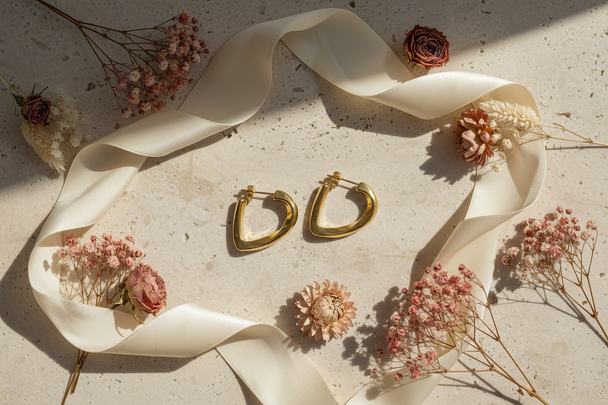 Vierkante gouden creool oorbellen met elegante elementen