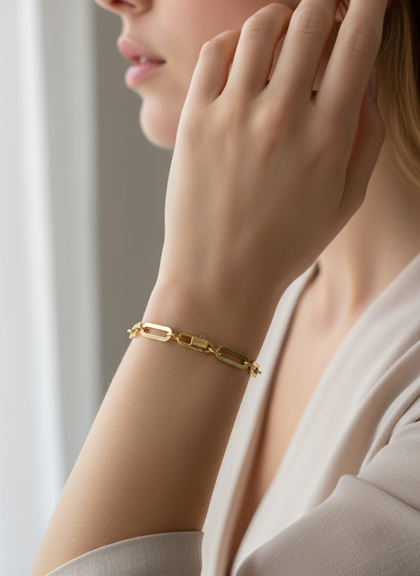 925 Sterling Zilveren Paperclip Armband - Italiaans Zilver - Gerhodineerd