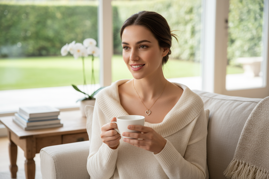 Gouden Hartjes Ketting 50cm Rondom Bezet met Zirkonia - 18K Verguld Dames