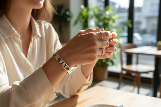 Slavenarmband Roestvrijstaal Zilver 3 Zirkonia Stenen Schuifbaar 6mm Dames
