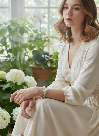 Jade armband met bloem - foto 3