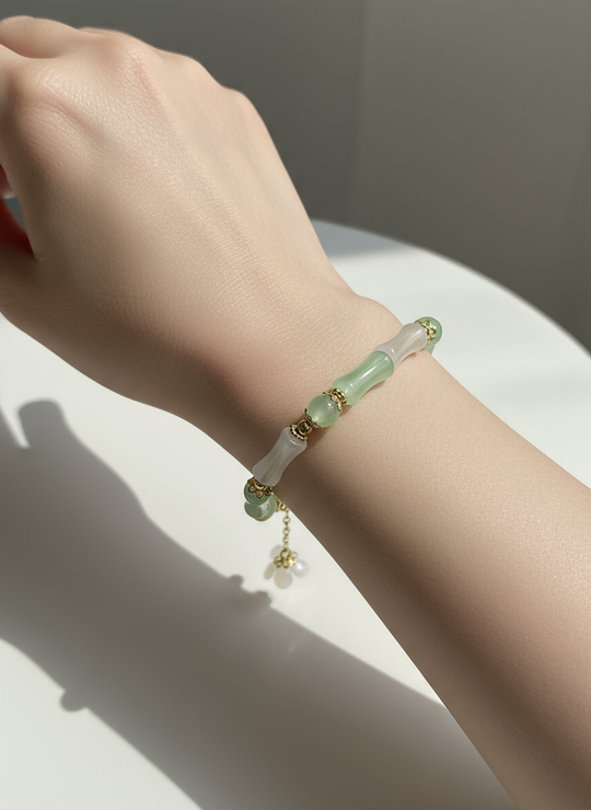 Jade armband met bloem - foto 4