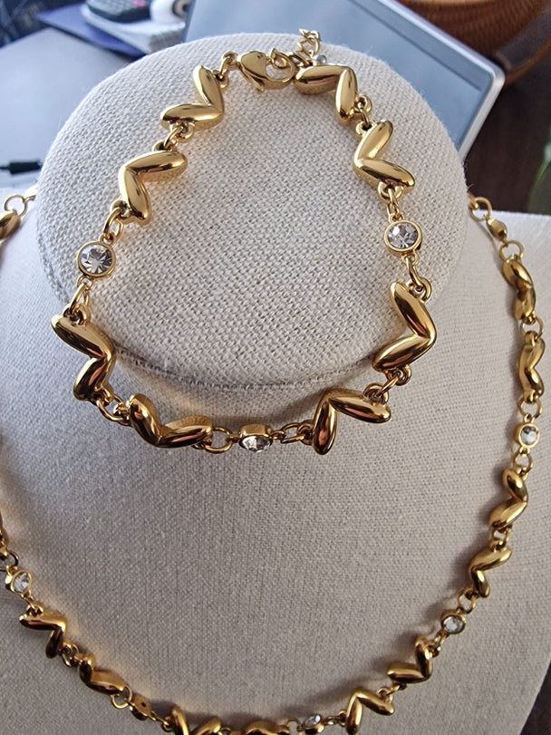 18K Verguld Sieradenset - Ketting en Armband Roestvrijstaal