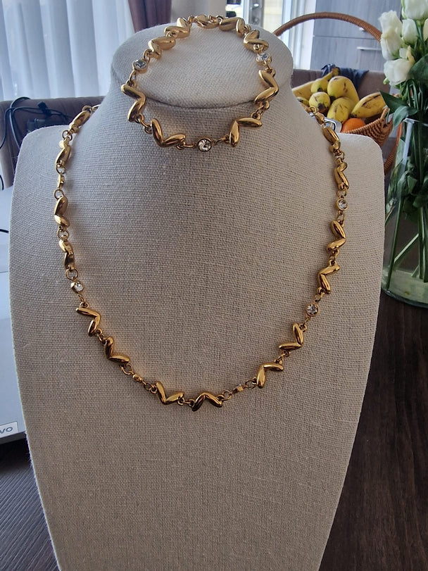 18K Verguld Sieradenset - Ketting en Armband Roestvrijstaal